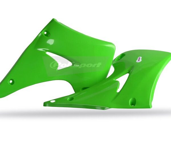 Ouïes de radiateur Polisport vert pour Kawasaki KX125 2000-2008