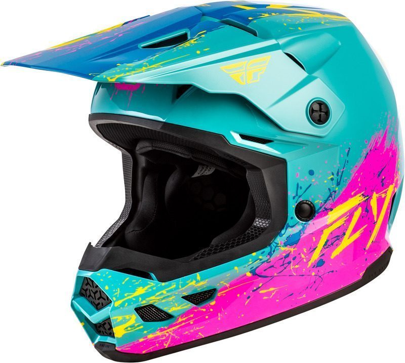 800Wx800H-8009762004-1.jpg Casque enfant FLY RACING Kinetic Drip - turquoise/rose/jaune – Image 1