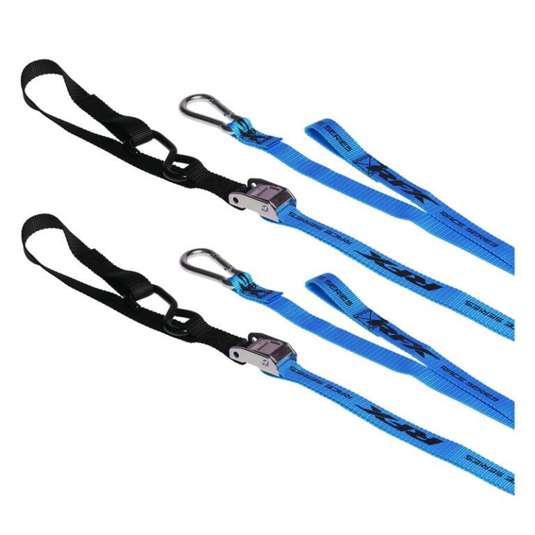 sangles d'arrimage rfx série 1.0 race (bleu/noir) avec boucle supplémentaire et mousqueton