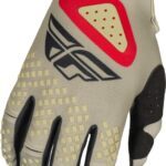 gants fly racing kinetic sym gris clair/rouge/noir